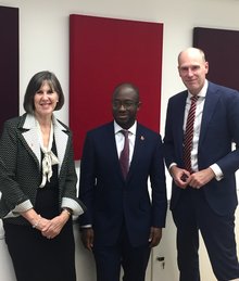 Professor Dame Beer, Minister Gyimah and Professor Alt